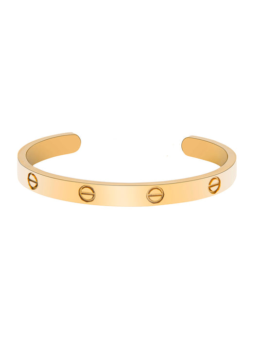 Gold Plated  (Unisex) Valentine Special Half-Round Lovers Bangle Bracelet for Women and Boys MD_3281_G
