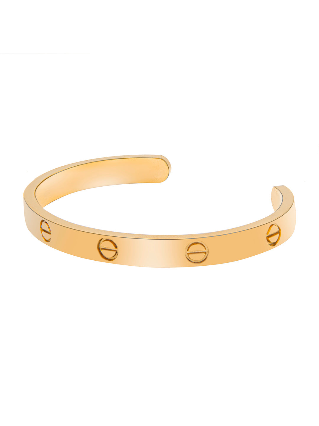 Gold Plated  (Unisex) Valentine Special Half-Round Lovers Bangle Bracelet for Women and Boys MD_3281_G