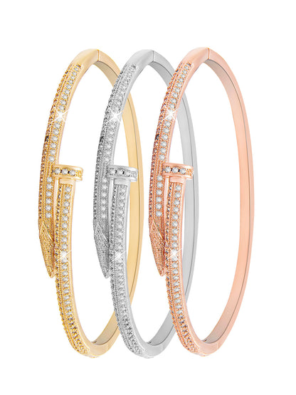 Valentine Special Lovers Bangle Bracelet for Women (Pack of 3) (Rose Gold, Gold, Silver) Plated MD_3283