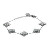 White Plated Long Chain Alhambra Clover Bracelet For Girls, Teens & Women MD_3285_W