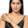 MOONDUST Gold Plated CZ and Crystal Studded Western Evil eye Style Freesize Bracelet Bangle for Women (MD_3288_G)