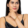 MOONDUST Gold Plated CZ and Crystal Studded Western Evil eye Style Freesize Bracelet Bangle for Women (MD_3289_G)