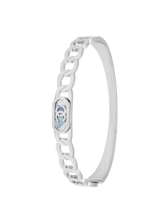 MOONDUST Silver Rhodium Plated CZ and Crystal Studded Western Style Freesize Bracelet Bangle for Women (MD_3292_S)