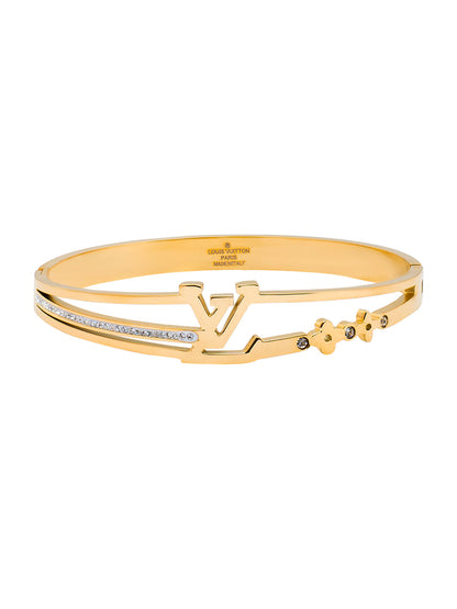 MOONDUST Gold Plated CZ and Crystal Studded Western Style Freesize Bracelet Bangle for Women (MD_3297_G)