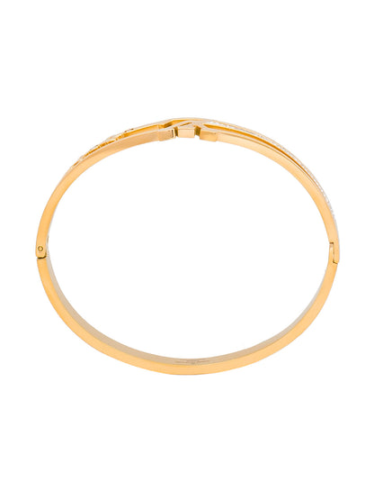 MOONDUST Gold Plated CZ and Crystal Studded Western Style Freesize Bracelet Bangle for Women (MD_3297_G)