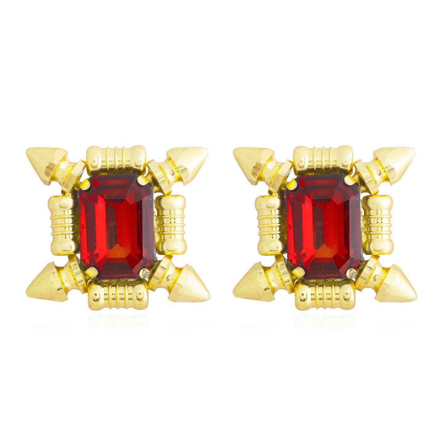 Gold Plated Fashionable Statement Button Stud Earrings (MD_32)