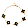 MOONDUST Gold Plated Flower Clover CZ and Crystal Studded Western Style Freesize Bracelet Bangle for Women (MD_3302_BK)