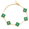 MOONDUST Gold Plated Flower Clover CZ and Crystal Studded Western Style Freesize Bracelet Bangle for Women (MD_3302_G)