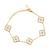 MOONDUST Gold Plated Flower Clover CZ and Crystal Studded Western Style Freesize Bracelet Bangle for Women (MD_3302_W)