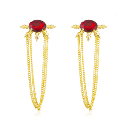 Gold Plated Fashionable Statement Partywear Tassel Earrings (MD_34)