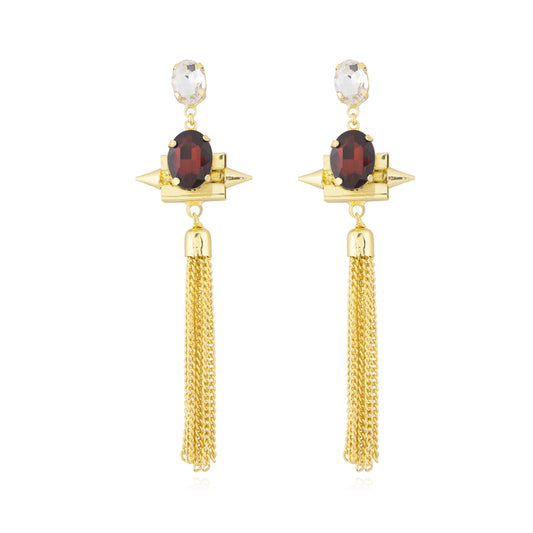 Gold Plated Fashionable Statement Partywear Tassel Earrings (MD_38)