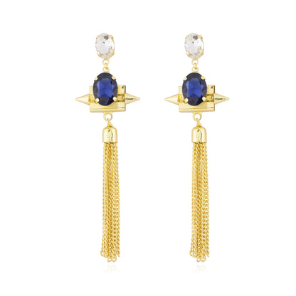 Gold Plated Fashionable Statement Partywear Tassel Earrings (MD_39)