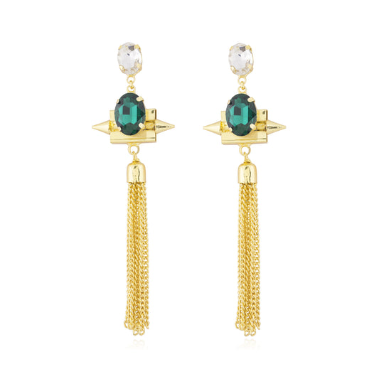 Gold Plated Fashionable Statement Partywear Tassel Earrings (MD_40)