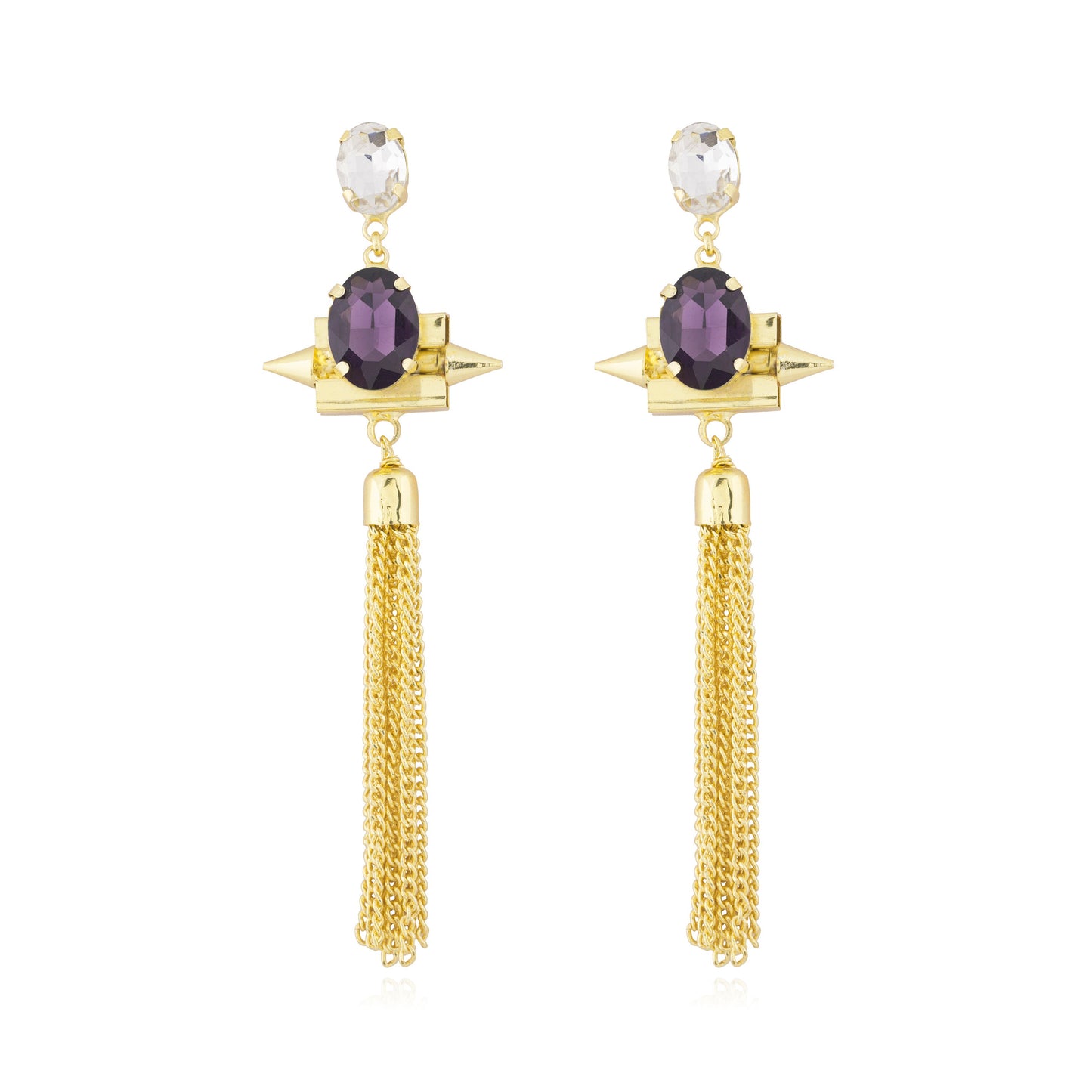 Gold Plated Fashionable Statement Partywear Tassel Earrings (MD_41)