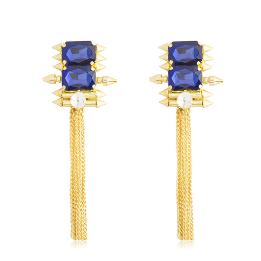 Gold Plated Fashionable Statement Partywear Tassel Earrings (MD_42)