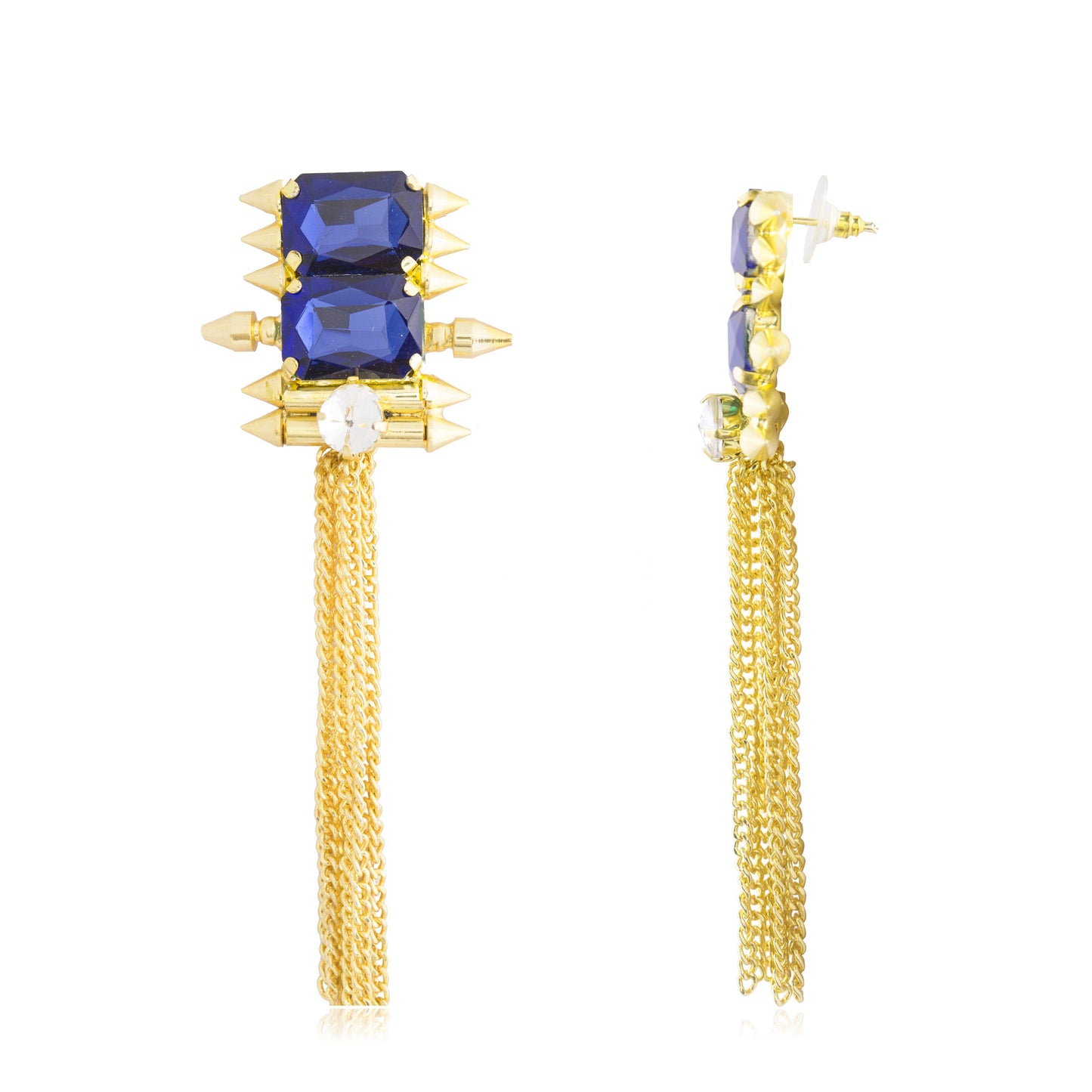 Gold Plated Fashionable Statement Partywear Tassel Earrings (MD_42)