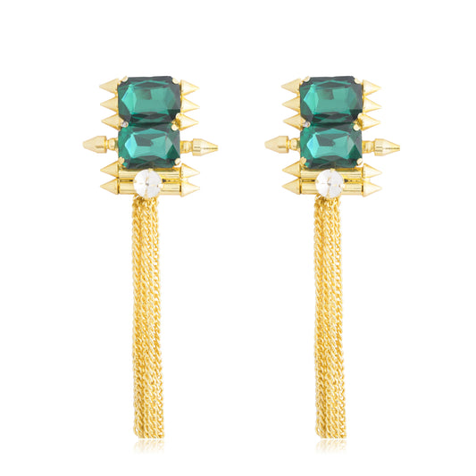 Gold Plated Fashionable Statement Partywear Tassel Earrings (MD_43)