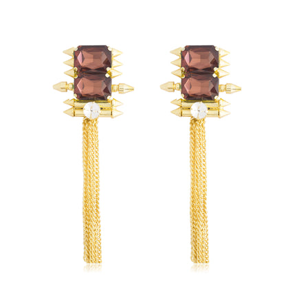 Gold Plated Fashionable Statement Partywear Tassel Earrings (MD_44)