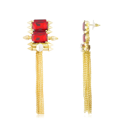 Gold Plated Fashionable Statement Partywear Tassel Earrings (MD_45)