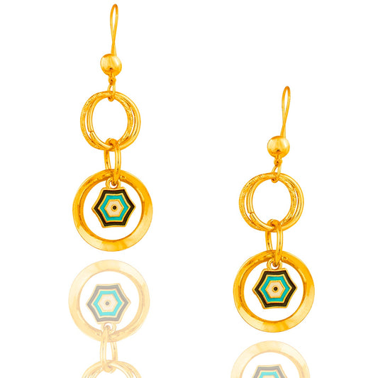 Gold Plated Evil Eye Drop Earrings For Girls, Teens & Women (MD_50)