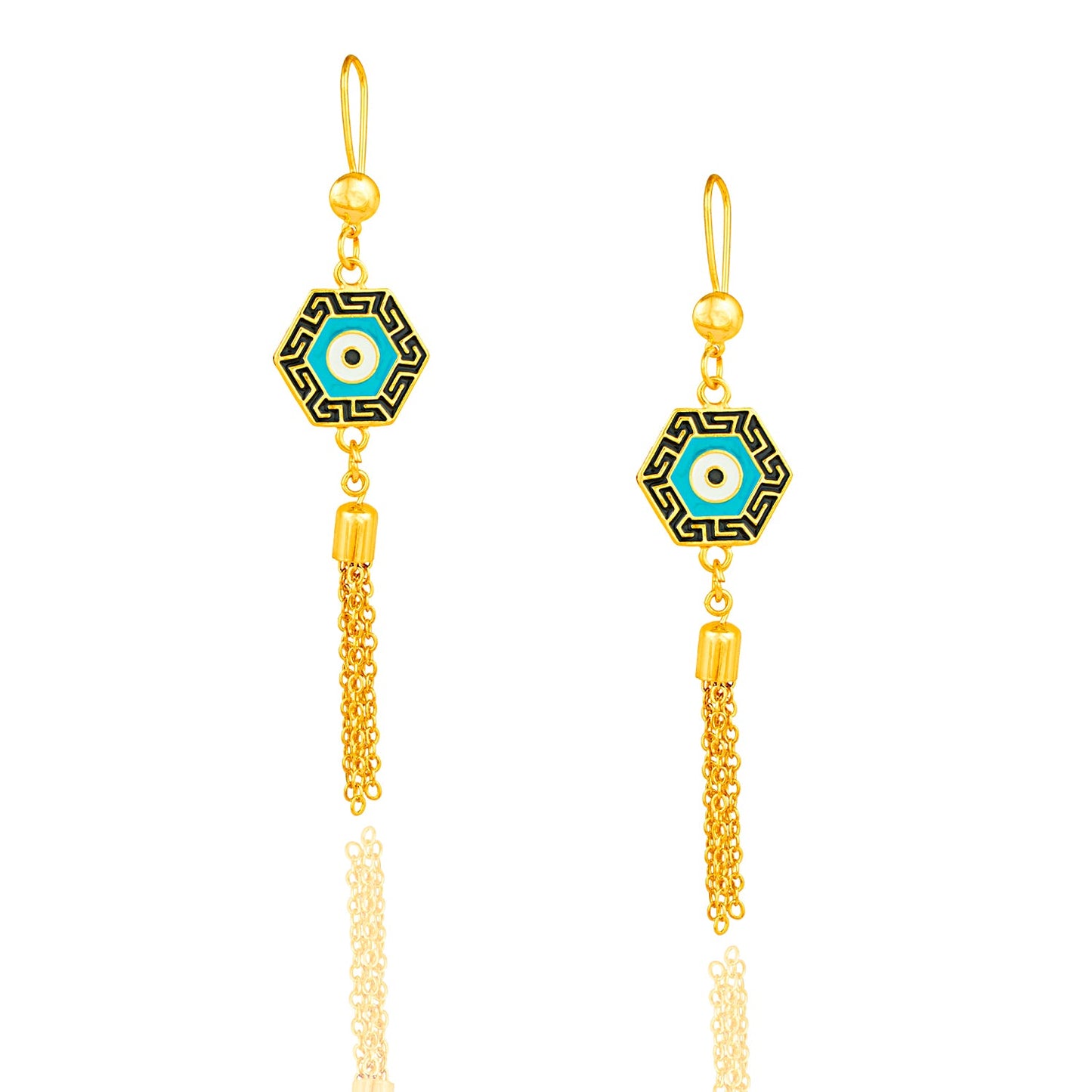 Gold Plated Evil Eye Tassel Earring For Girls, Teens & Women (MD_52)