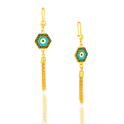 Gold Plated Evil Eye Tassel Earring For Girls, Teens & Women (MD_52)