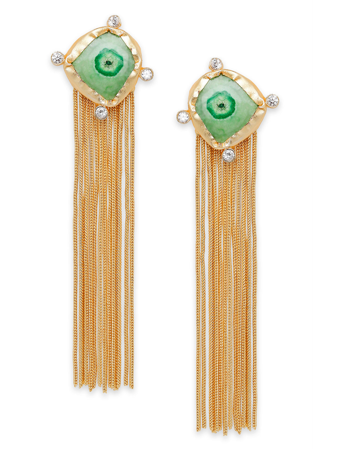 Semi Precious look Gemstone Fancy Latest & Designer Tassel Earrings for Women (MD_56)