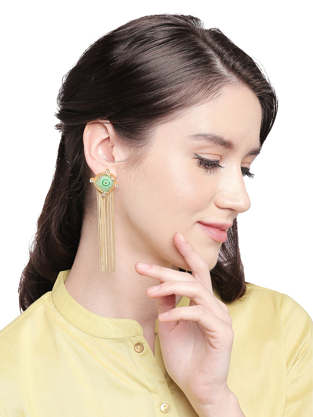 Semi Precious look Gemstone Fancy Latest & Designer Tassel Earrings for Women (MD_56)