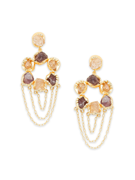 Semi Precious look Gemstone Fancy Latest & Designer Tassel Earrings for Women (MD_58)