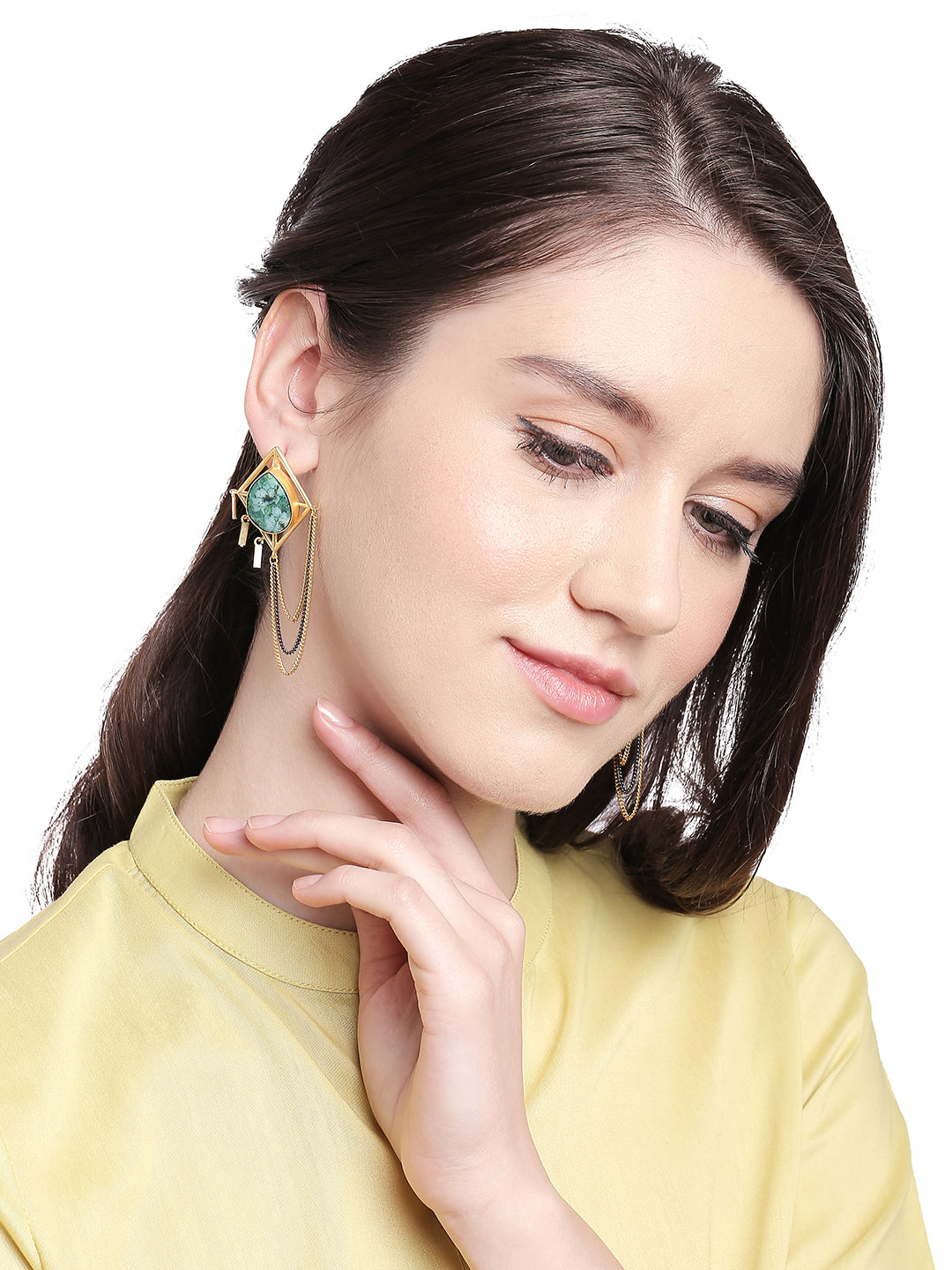 Semi Precious look Gemstone Fancy Latest & Designer Tassel Earrings for Women (MD_61)