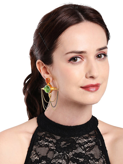 Semi Precious look Gemstone Fancy Latest & Designer Tassel Earrings for Women (MD_62)