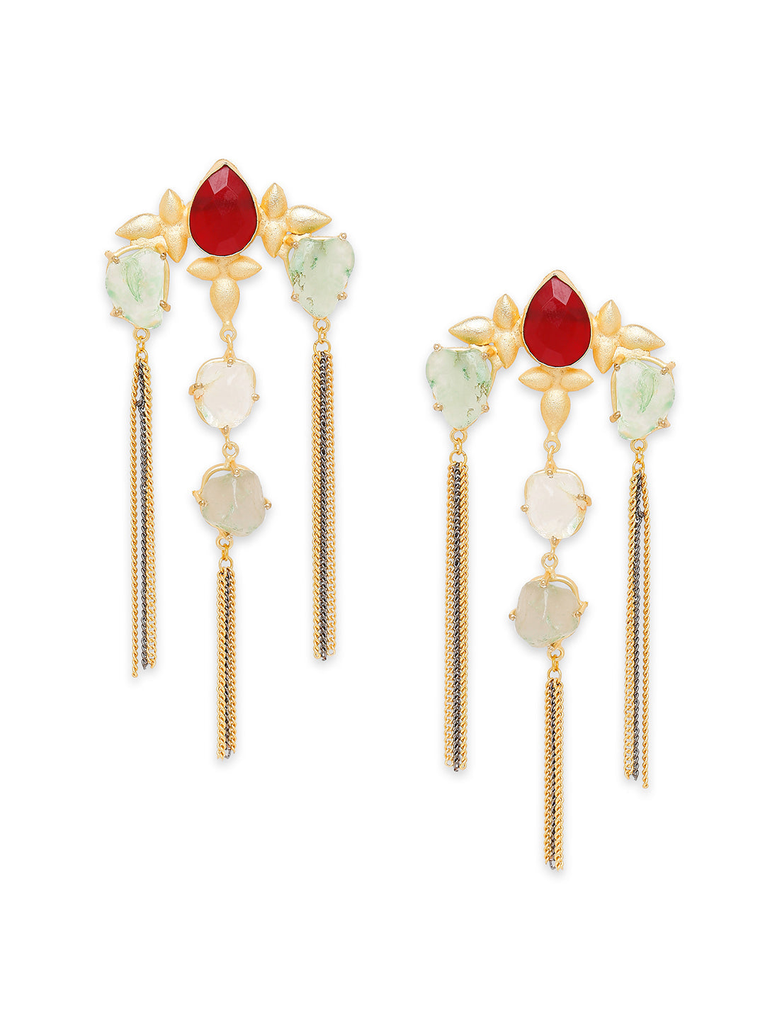 Semi Precious look Gemstone Fancy Latest & Designer Tassel Earrings for Women (MD_66)