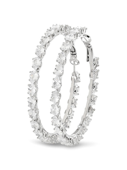 Designer Luxury and Stylish and Stylish Solitaire Diamond Cubic Zirconia Hoop Earring for Women (MD_72) - Shining Jewel