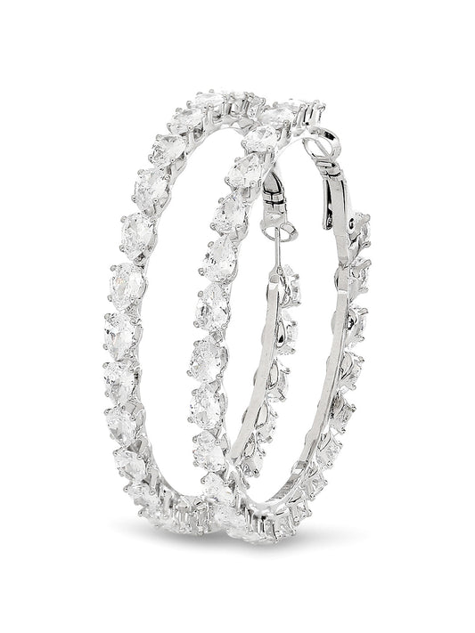 Designer Luxury and Stylish and Stylish Solitaire Diamond Cubic Zirconia Hoop Earring for Women (MD_72) - Shining Jewel