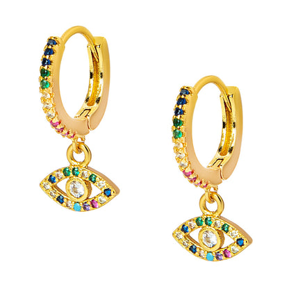 Gold Plated Hoop Earrings,Dainty Tiny Turkish Enamel  Evil Eye  For Girls, Teens & Women (MD_77)