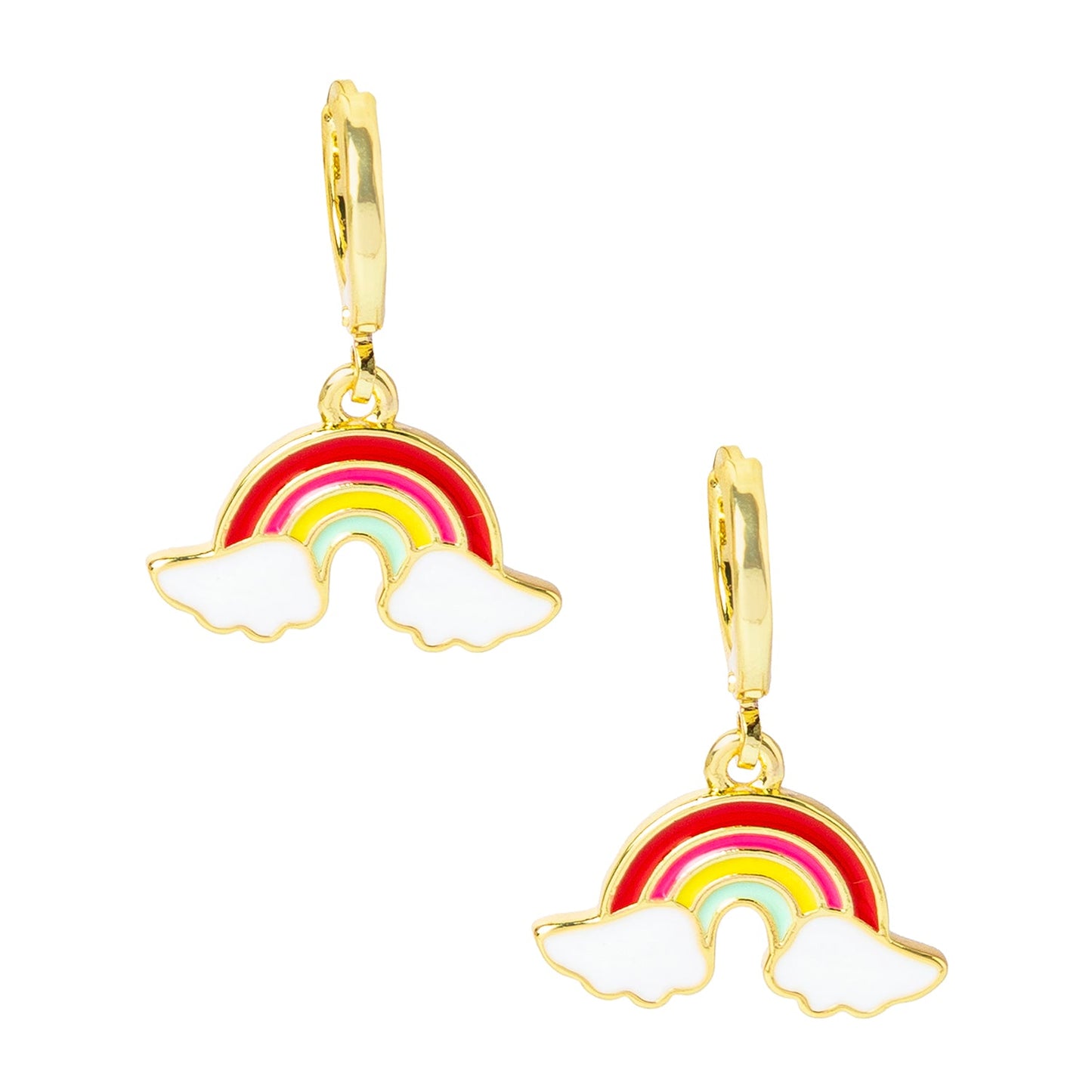 Gold Plated DangleHoop Enamel Unicorn  Rainbow Crystal Design  For Girls,Teens & Women (MD_79)