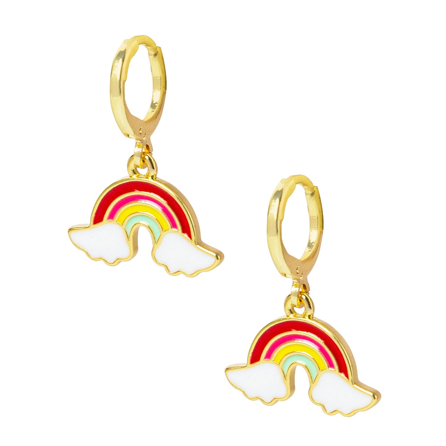Gold Plated DangleHoop Enamel Unicorn  Rainbow Crystal Design  For Girls,Teens & Women (MD_79)