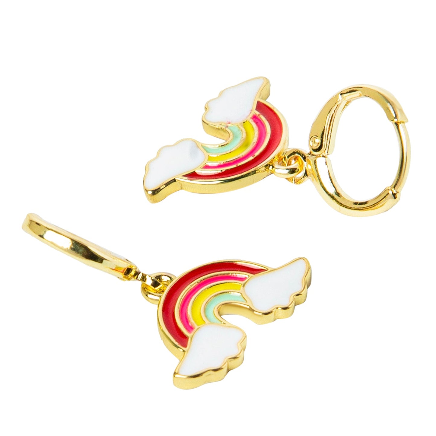 Gold Plated DangleHoop Enamel Unicorn  Rainbow Crystal Design  For Girls,Teens & Women (MD_79)