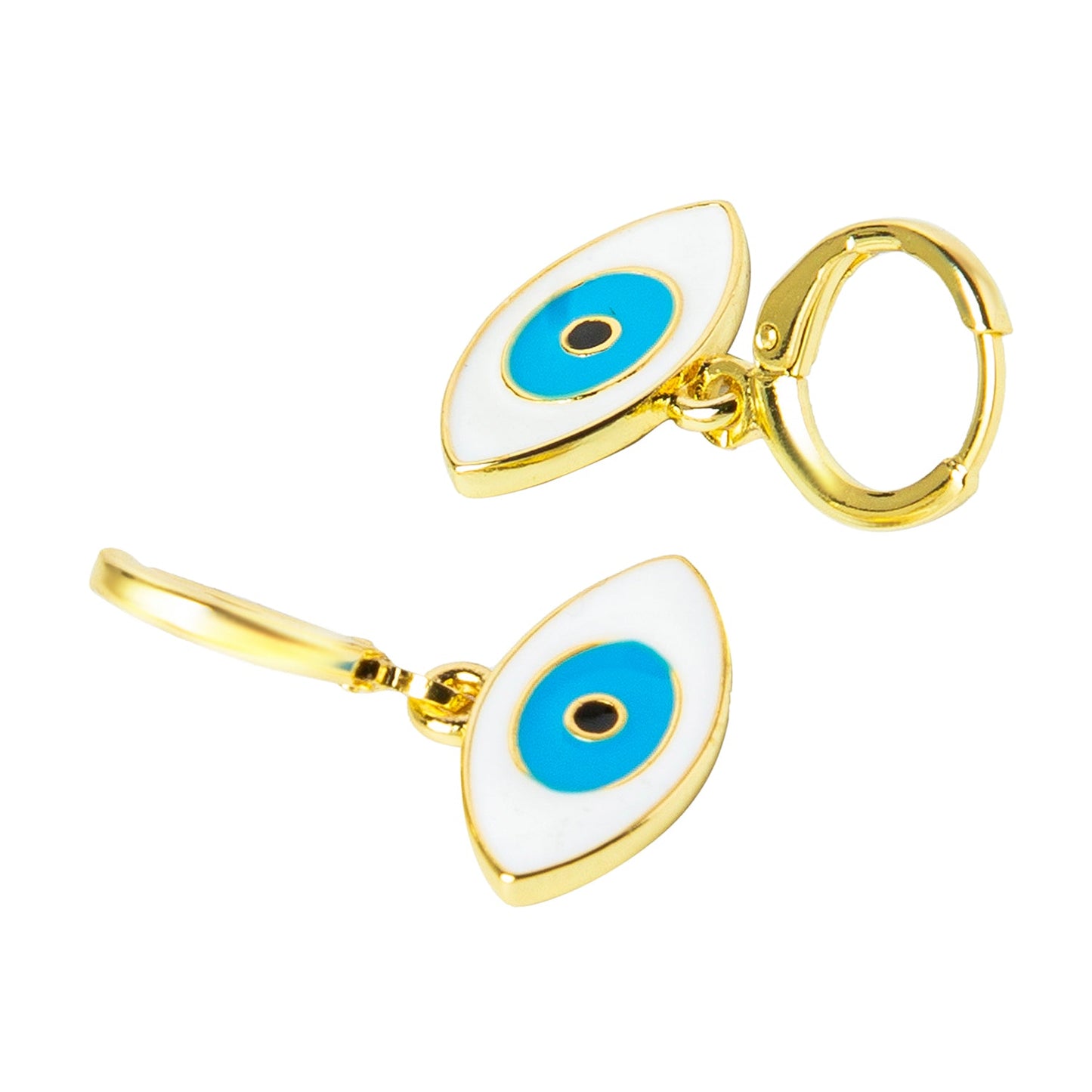 Gold Plated DangleHoop Earrings,Dainty Tiny Turkish Enamel  Evil Eye  For Girls,Teens & Women (MD_84)