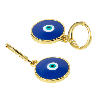 Gold Plated Hoop Earrings,Dainty Tiny Turkish Enamel Blue Evil Eye  For Girls,Teens & Women (MD_86)