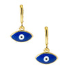 Gold Plated Dangle Hoop Earrings,Dainty Tiny Turkish Enamel Blue Evil Eye  For Girls,Teens & Women (MD_87)