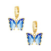 Gold Plated Dangle Hoop Earrings, Butterfly Blue  Colour Crystal  For Girls, Teens & Women (MD_88_BL)