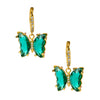 Gold Plated Dangle Hoop Earrings, Butterfly GreenColour Crystal  For Girls, Teens & Women (MD_88)