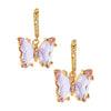 Gold Plated Dangle Hoop Earrings, Butterfly Light Purple  Colour Crystal  For Girls, Teens & Women (MD_88_LPR)