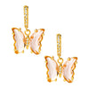 Gold Plated Dangle Hoop Earrings, Butterfly Pink Colour Crystal  For Girls, Teens & Women (MD_88_P)