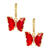 Gold Plated Dangle Hoop Earrings Butterfly Red Colour Crystal For Girls Teens & Women (MD_88_R)