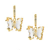 Gold Plated Dangle Hoop Earrings, Butterfly White Colour Crystal  For Girls, Teens & Women (MD_88_W)