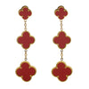 MOONDUST Gold Plated Maroon Wine Red Clover Style Flower Drop Earrings for women (MD_89_R)