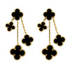 MOONDUST Gold Plated Black Clover Style Flower Drop Earrings for women (MD_92_BK)