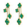 MOONDUST Gold Plated Green Clover Style Flower Drop Earrings for women (MD_92_G)
